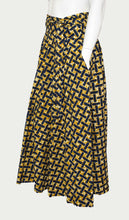 Load image into Gallery viewer, Gold Gray Peanut Cross Floor Length Maxi Skirt On Dutch Hollandaise Printed Fabric