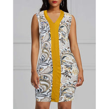 Load image into Gallery viewer, Casual Sleeveless Long Top With Golden Stripe & Amazing Body Print