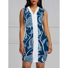 Load image into Gallery viewer, Body Contouring Sleeveless Long Polo Top - White & Blue