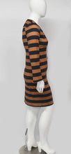Load image into Gallery viewer, Heart Chain Bodycon Brown Black Stripe Dress