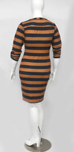 Load image into Gallery viewer, Heart Chain Bodycon Brown Black Stripe Dress