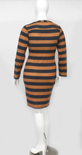 Load image into Gallery viewer, Heart Chain Bodycon Brown Black Stripe Dress