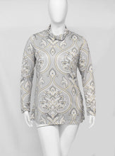 Load image into Gallery viewer, High Neck Long Sleeve Gray Paisley Dress Top