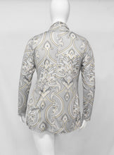 Load image into Gallery viewer, High Neck Long Sleeve Gray Paisley Dress Top
