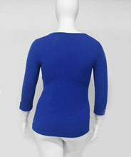 Load image into Gallery viewer, Cross Logo Three Quater Sleeve with Open Chest Button- Blue