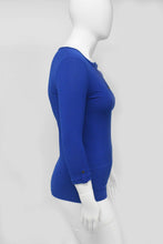 Load image into Gallery viewer, Cross Logo Three Quater Sleeve with Open Chest Button- Blue