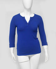 Load image into Gallery viewer, Cross Logo Three Quater Sleeve with Open Chest Button- Blue