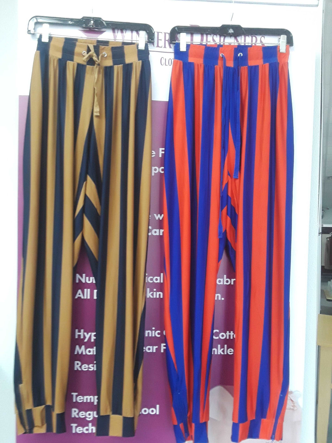 Long Work Pant for Woman with Eccentric Stripe Design