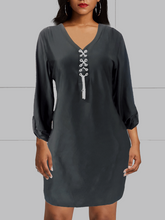 Load image into Gallery viewer, Heart Chain Bodycon Brown Black Stripe Dress