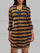 Load image into Gallery viewer, Heart Chain Bodycon Brown Black Stripe Dress