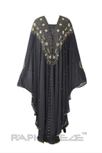 Load image into Gallery viewer, Black Silky Muslim Religious Caftan Floor Length Maxi