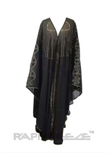 Load image into Gallery viewer, Black Silky Muslim Religious Caftan Floor Length Maxi