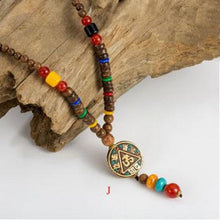 Load image into Gallery viewer, Handmade Wood Beads Pendant & Necklace Ethnic Long Strand Buddhist Mala
