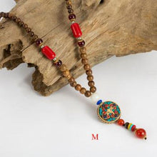 Load image into Gallery viewer, Handmade Wood Beads Pendant & Necklace Ethnic Long Strand Buddhist Mala