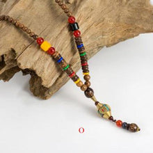 Load image into Gallery viewer, Handmade Wood Beads Pendant & Necklace Ethnic Long Strand Buddhist Mala
