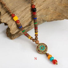 Load image into Gallery viewer, Handmade Wood Beads Pendant & Necklace Ethnic Long Strand Buddhist Mala