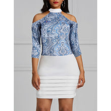 Load image into Gallery viewer, Paisley Cold Shoulder Bat Wing Top