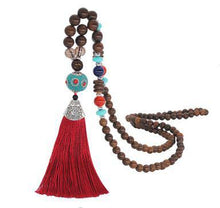 Load image into Gallery viewer, Women's Retro Ethnic Style Handmade Beaded Pendant Necklace - Red Tassel