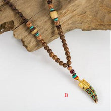 Load image into Gallery viewer, Handmade Wood Beads Pendant & Necklace Ethnic Long Strand Buddhist Mala