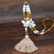 Load image into Gallery viewer, Handmade Wooden Beads Long Necklace & Pendant - Butterfly Shape with Brown Tassel