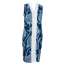 Load image into Gallery viewer, Body Contouring Sleeveless Long Polo Top - White &amp; Blue

