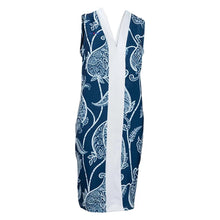Load image into Gallery viewer, Body Contouring Sleeveless Long Polo Top - White & Blue
