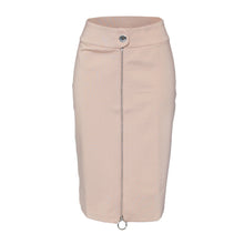 Load image into Gallery viewer, Rapheeze Front Zipline Tan Midi Pencil Skirt - Women
