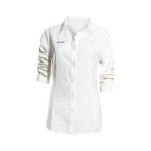 Load image into Gallery viewer, Long Sleeve Cross Logo White Dress Shirt Spandex Cotton