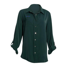 Load image into Gallery viewer, Long Sleeve Ladies Elastane Soft Cotton Dress Shirt-Hunter Green