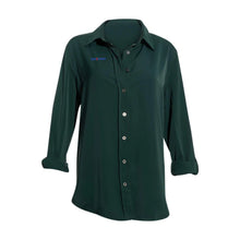 Load image into Gallery viewer, Long Sleeve Ladies Elastane Soft Cotton Dress Shirt-Hunter Green