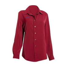 Load image into Gallery viewer, Long Sleeve Ladies Elastane Soft Cotton Dress Shirt-Burgandy Red