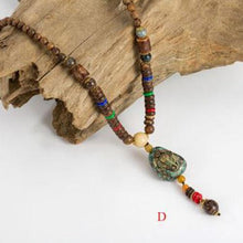 Load image into Gallery viewer, Handmade Wood Beads Pendant & Necklace Ethnic Long Strand Buddhist Mala