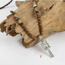 Load image into Gallery viewer, Handmade Wood Beads Pendant & Necklace Ethnic Long Strand Buddhist Mala