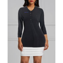 Load image into Gallery viewer, Black Front Button Polo With Cross Logo UV