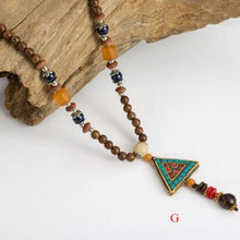 Load image into Gallery viewer, Handmade Wood Beads Pendant & Necklace Ethnic Long Strand Buddhist Mala