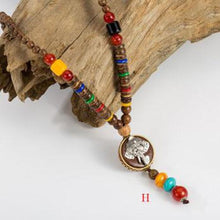 Load image into Gallery viewer, Handmade Wood Beads Pendant & Necklace Ethnic Long Strand Buddhist Mala