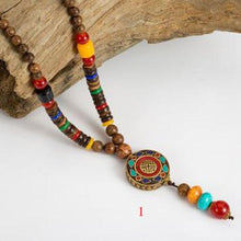 Load image into Gallery viewer, Handmade Wood Beads Pendant & Necklace Ethnic Long Strand Buddhist Mala