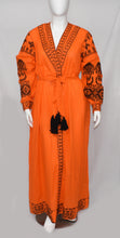 Load image into Gallery viewer, Women's Orange V Neck Long Sleeve Dress