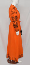 Load image into Gallery viewer, Women's Orange V Neck Long Sleeve Dress