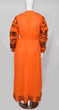 Load image into Gallery viewer, Women's Orange V Neck Long Sleeve Dress