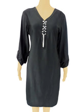 Load image into Gallery viewer, V-Button Neck Heart Chain Dress