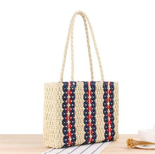 Load image into Gallery viewer, Womens Vintage Casual Bags with Colorful Striped Beach Straw Tote Bags
