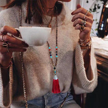 Load image into Gallery viewer, Women's Retro Ethnic Style Handmade Beaded Pendant Necklace - White Tassel