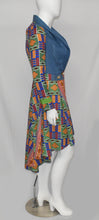 Load image into Gallery viewer, Royal Kente African Trendy With Denim Contrast Dutch Wax Printed Hollandaise Suit