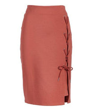 Load image into Gallery viewer, Rapheeze ABCG Knee Length Marsala Personality Lace-Up Pencil Skirt