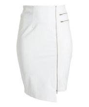 Load image into Gallery viewer, English Italian Hip Curvy White Asymmetrical Zip Skirt