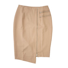Load image into Gallery viewer, English Italian Hip Curvy Tan Asymmetrical Zip Skirt