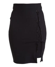 Load image into Gallery viewer, Rapheeze ABCG Knee Length Personality Black Lace-Up Pencil Skirt