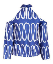 Load image into Gallery viewer, Niem Fossil Wavy Cold Shoulder Bat Wing Top