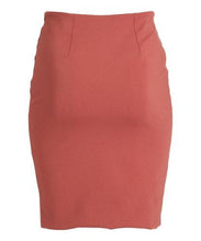 Load image into Gallery viewer, Rapheeze Cross V-Fossil Skirt Marsala Black Contrast-Trim Asymmetrical Pencil Skirt.